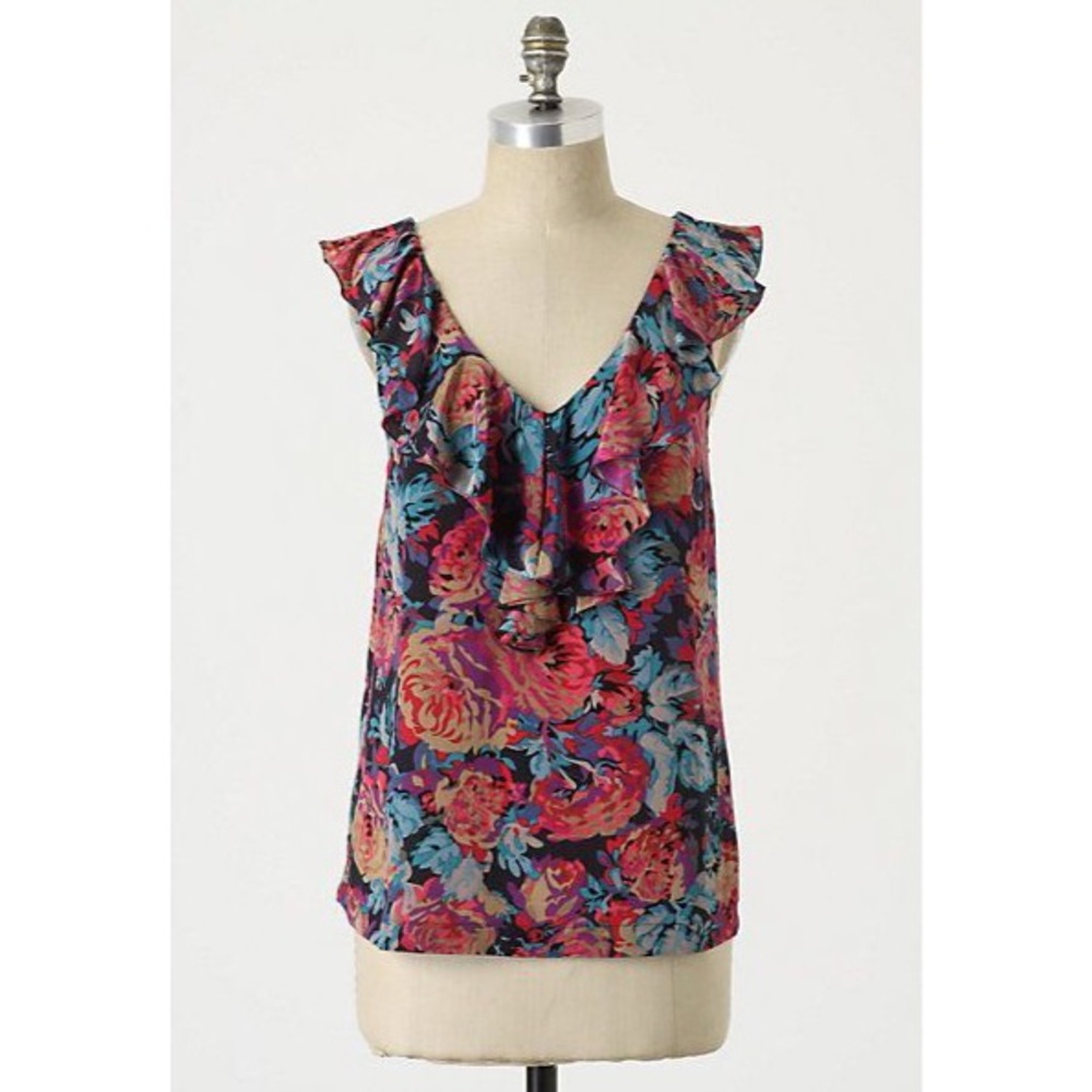 Anthropologie Moulinette Soeurs Beneath the Surface Silk Top